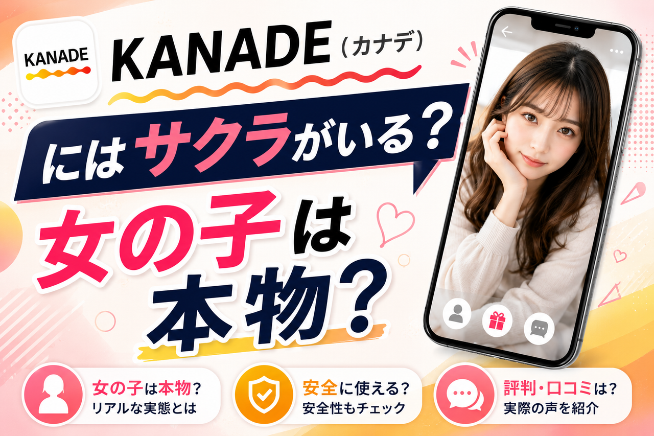 ビデオ通話KANADEアプリのコラム記事サムネイル「KANADE(カナデ)にはサクラがいる?女の子は本物?」