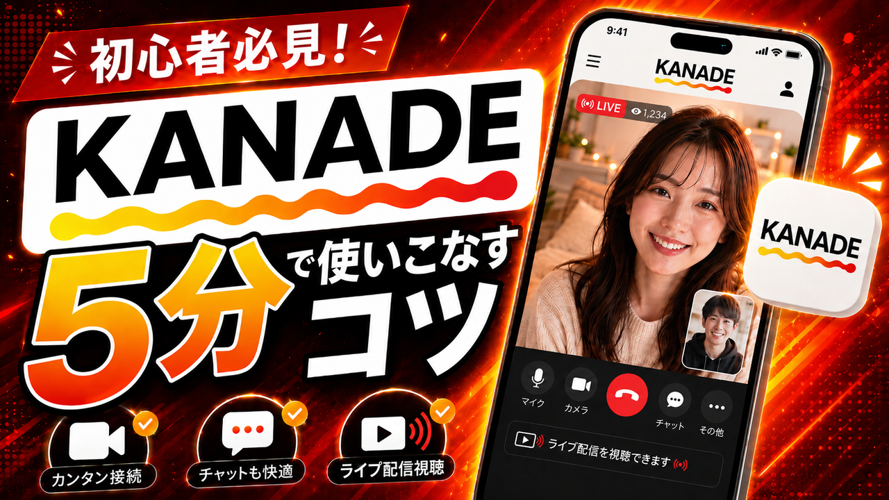 ビデオ通話KANADEアプリのコラム記事サムネイル「初心者必見、KANADEを5分で使いこなすコツ」